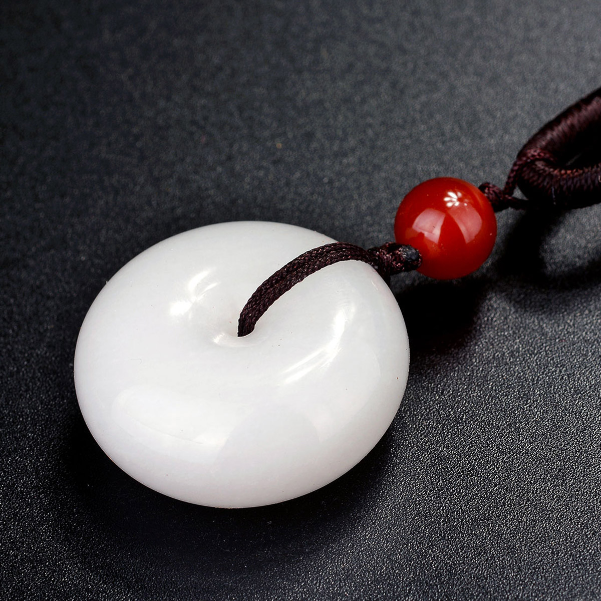 风水阁 昆仑玉平安扣吊坠 情侣礼物男女吊坠项链饰品 玉石挂坠