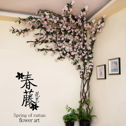 仿真玉兰假花美容院装饰藤蔓背景墙花墙花藤花条室内客厅店铺植物_7折
