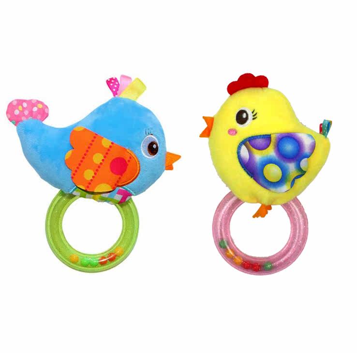 婴幼儿毛绒玩具宝宝益智手摇铃带bb器儿童玩具胶圈手摇铃_爱酷商城