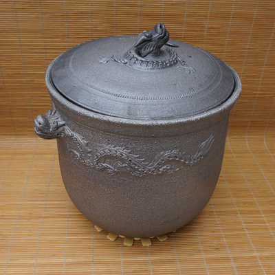 荥经窑土砂锅炖锅熬粥陶瓷汤煲无釉黑沙锅手工大号卤肉锅孕妇土陶