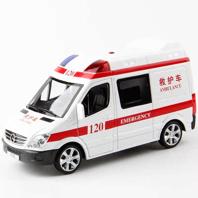 1:32合金車模仿真110警車 120救護車車模玩具車合金回力聲光