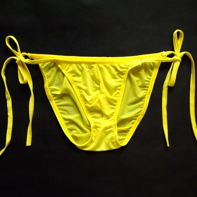 男士裤小三角裤性感内裤丁字裤透明低腰超薄诱惑绑带牛奶丝t-164