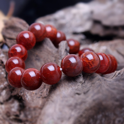 包邮天然龙纹玛瑙手链 红龙纹石手链 复古招财避邪男女情侣饰品促