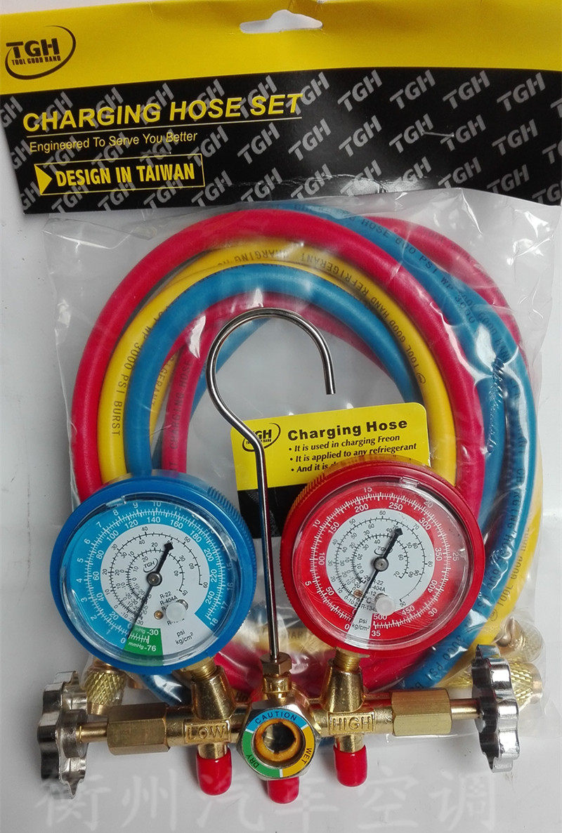 工具家雪种表双表阀冷媒表加氟表90度弯雪种表管空调雪种表加氟表