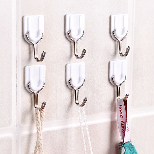 创意家居 白色强力粘钩6个装 挂钩 挂衣钩1kg