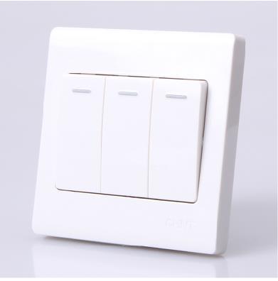 正泰正品86型墙壁开关插座 三位开关双联面板 3开 三开双控 三联