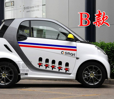 奔馳smart 知豆車身貼拉花車貼smart改裝可愛英倫士兵卡通車貼