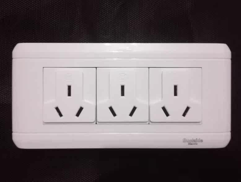 深圳施耐德9孔插座118型三孔联排插座多功能插座三位三孔联排插座