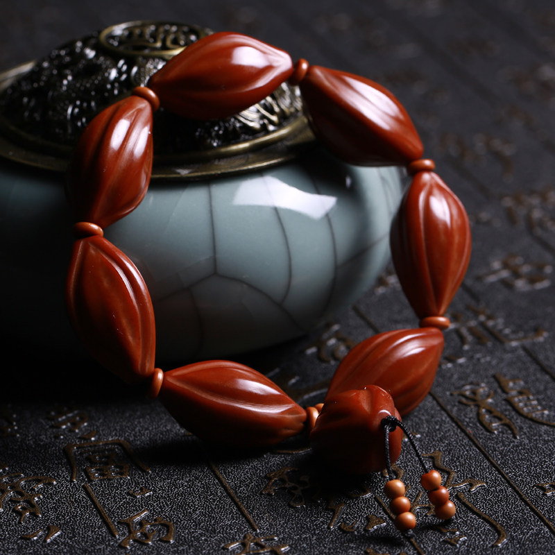 精品橄榄核雕手串扭转乾坤文玩佛珠手链男女老油核素核单圈饰品
