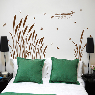 可移除墙贴纸踢脚线教室儿童房卧室背景墙帖装饰墙壁贴悠悠芦苇草