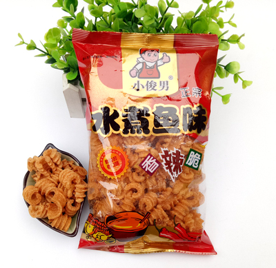 包邮100g*10大包80后怀旧零食小吃 小俊男水煮鱼味香辣脆膨化食品