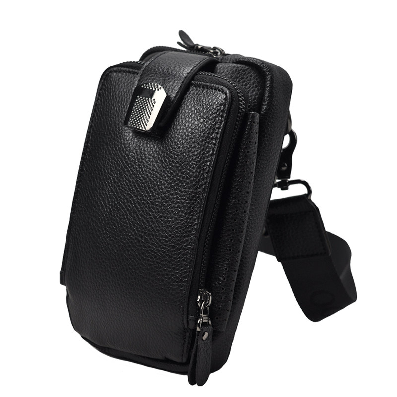 vegoo男包牛皮多功能手包胸包腰包背包单肩斜挎包男士真皮小包包