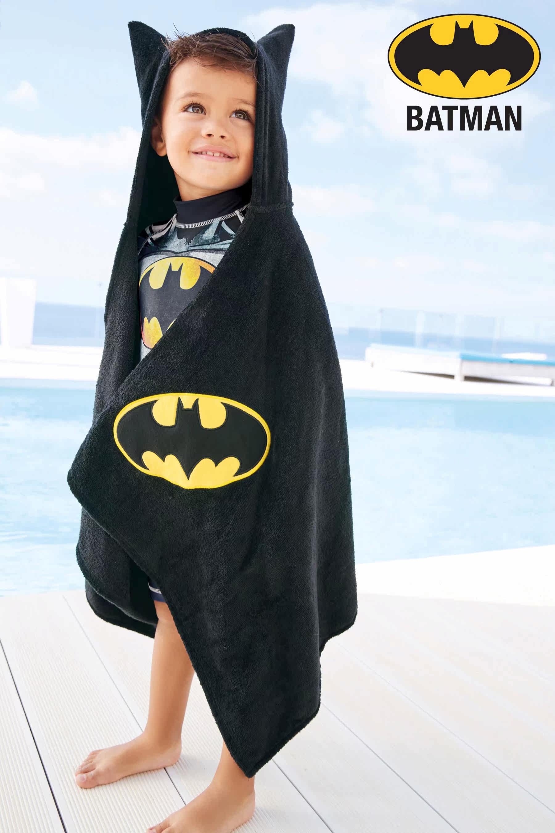 英国next正品代购男童黑色蝙蝠侠batman斗篷披风浴巾沙滩巾纯棉