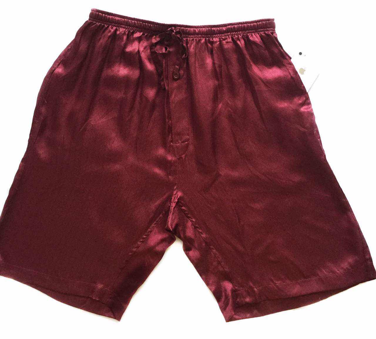 男士百分百桑蚕丝100%真丝邹缎男式阿罗裤短裤中裤沙滩裤丝质睡裤