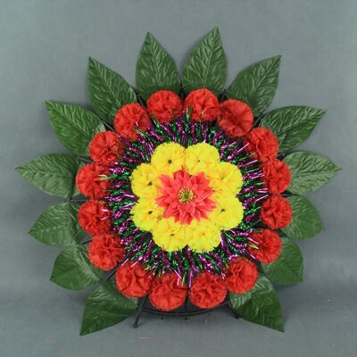 绢花带叶小花圈 清明花圈花环 上坟圆坟祭祖扫墓花圈 殡葬用品