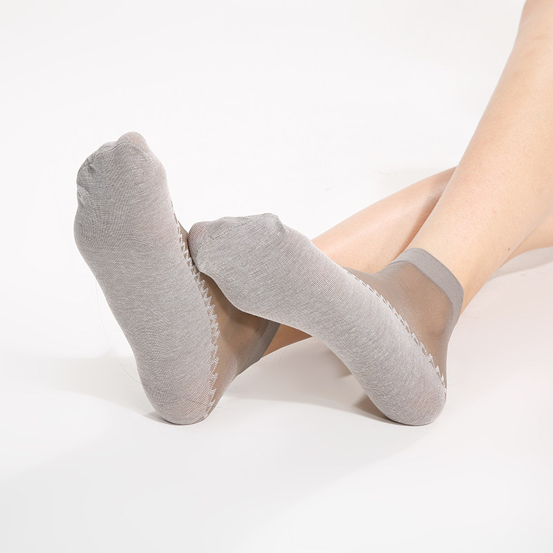4双 脚底加棉防滑短丝袜水晶袜 透气排汗袜子女夏短袜超薄女袜