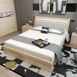 双人床 1.8米储物高箱板式双人床 硬板床 1.