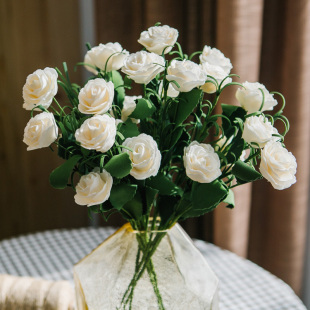 小白茶花手工写意花pe花仿真植物纯洁白色家居清新装饰