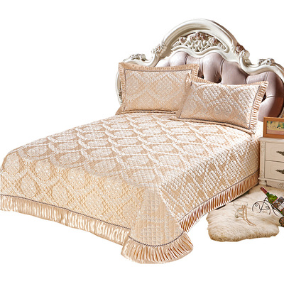 赞妙欧式床盖三件套床罩绗缝被夹棉床单韩式夏被双人床床上装饰品