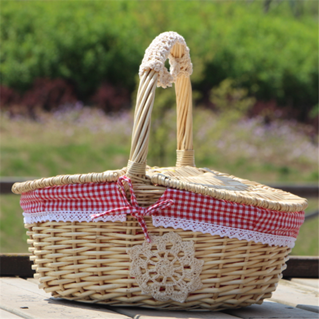 藤编手提篮 购物篮 野餐篮 挎篮收纳筐 柳编水果篮鸡蛋篮菜篮藤