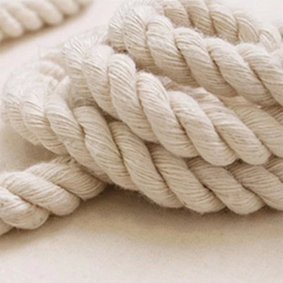 棉绳子三股编织 搓麻花包装饰捆绑绳子粗 纯棉纱绳米白