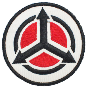 三角箭头圆标 布贴 衣贴 绣标 标贴 魔术贴 可定做