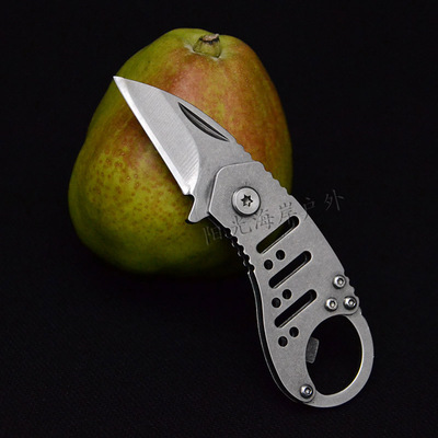 全钢小刀 折叠钥匙迷你小刀子 防身多功能工具刀 复古石洗小直刀