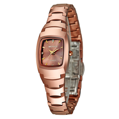 g摩尔正品牌钨钢女表手表女士方形时装表全自动石英玫瑰金表女款