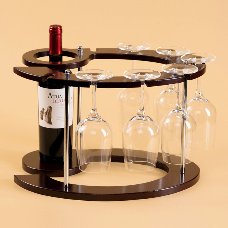 红酒杯架倒挂红酒架摆件高脚杯架酒杯架悬挂 创意实木欧式酒瓶架