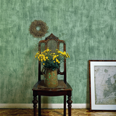 美式复古绿色纯色素色灰色无纺布壁纸个性做旧祖母绿客厅卧室墙纸