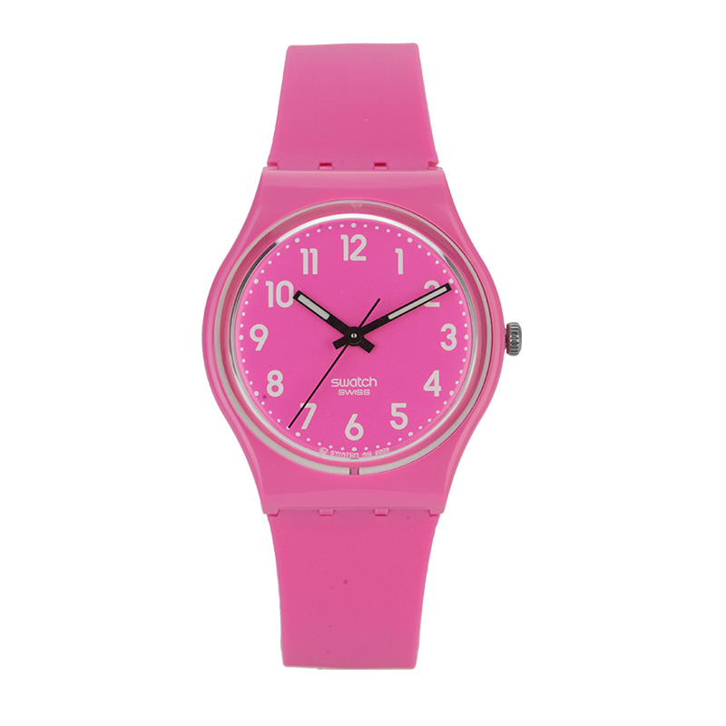 swatch/斯沃琪手錶 色彩密碼系列 粉色夜光 石英男女表gp128k