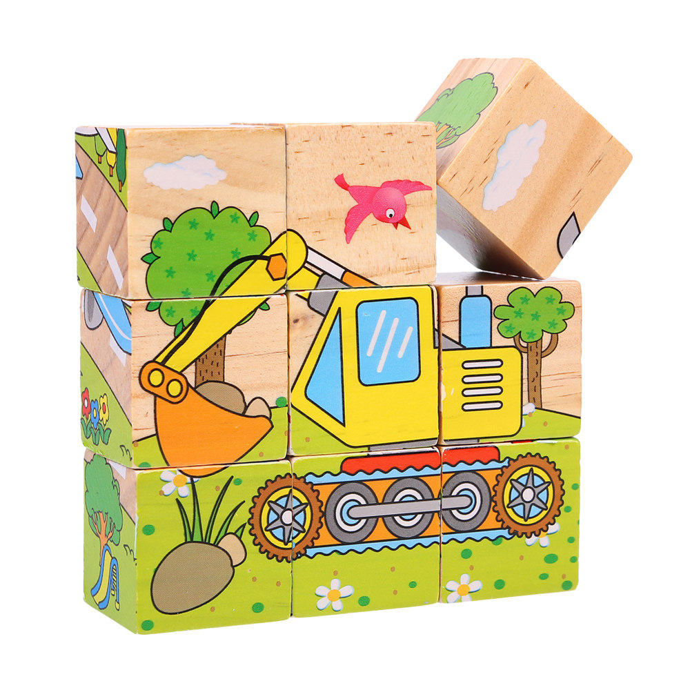 星屿早教 木制 9粒 六面画拼图 3d立体拼图 儿童智力玩具1岁以上