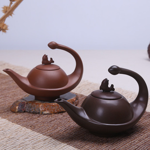 德化陶瓷创意窑变紫砂茶壶弯把纯色茶壶个性茶壶功夫茶具单品特价
