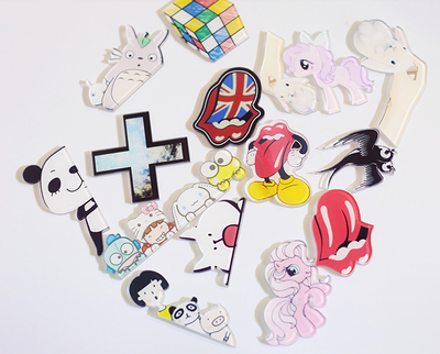 原宿zipper卡通 十字架 彩虹小马魔方小兔亚克力手机壳diy材料