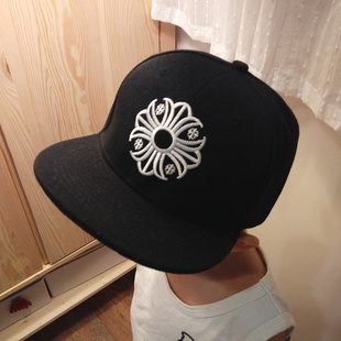 刺绣 韩版爆款男女童克罗十字架刺绣平沿棒球帽 儿童爆款时尚潮帽子