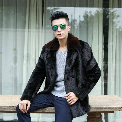 海宁皮草男士马甲整貂连帽背心 貂皮大衣男装水貂裘皮大衣厚整貂