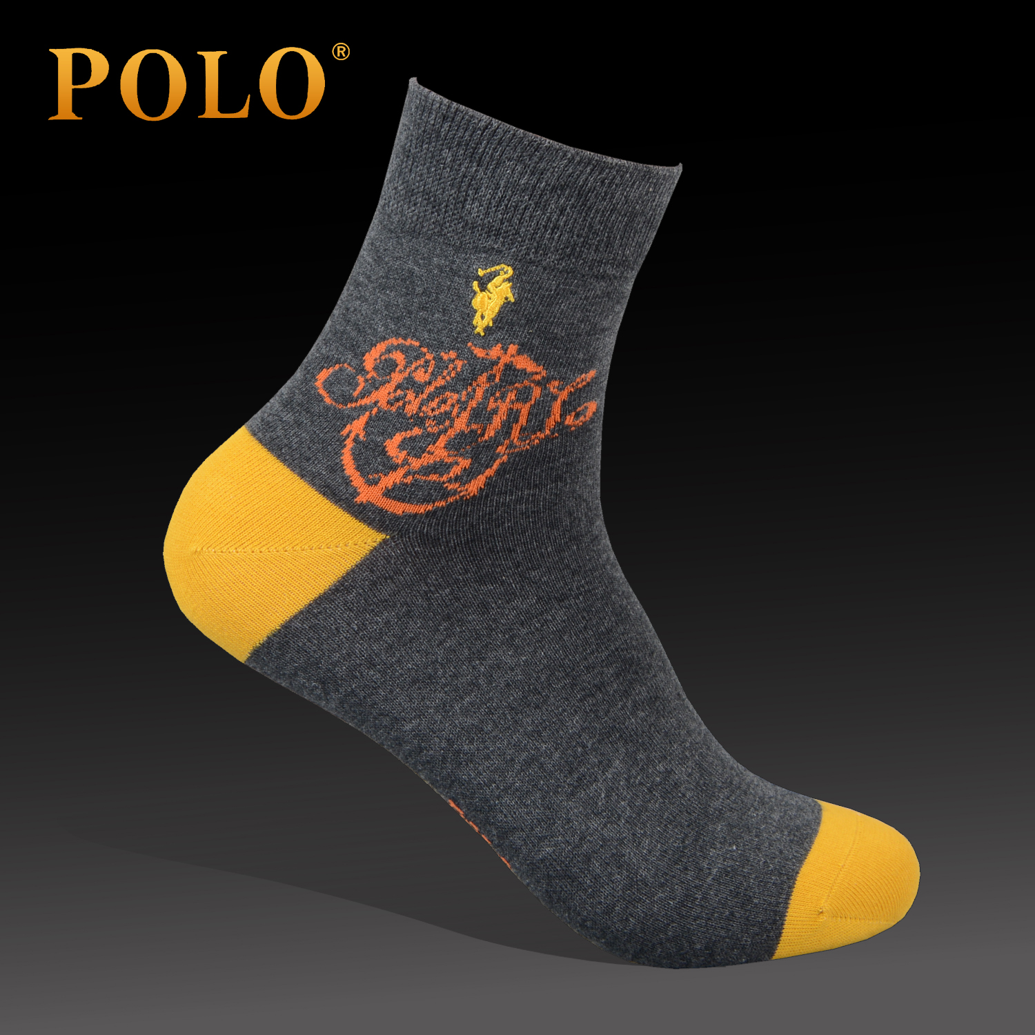 polo男袜子运动袜秋冬季棉袜男高筒透气运动男袜秋冬男人袜8013