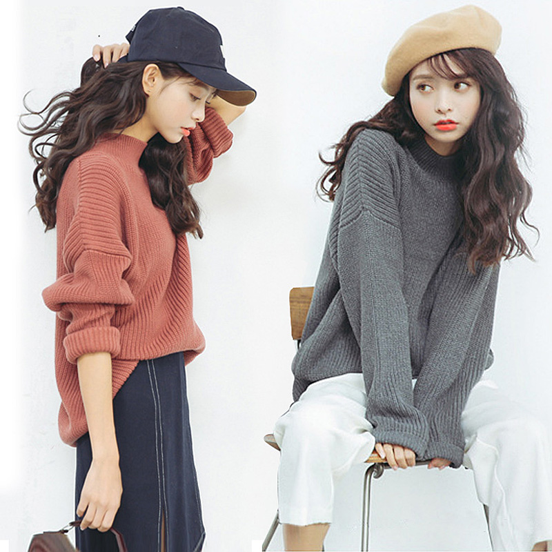 杨幂同款大毛衣女秋冬套头2016韩版宽松显瘦中长款半高领加厚毛衣