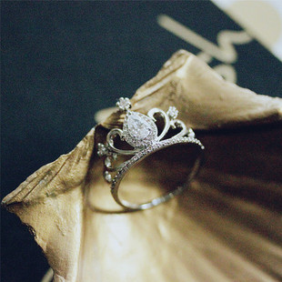 微镶满钻钻石王冠皇冠女款公主女王韩版戒指