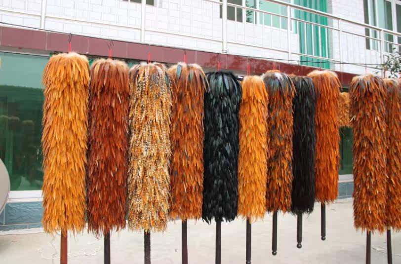 吴氏掸坊鸡毛掸子精品大号檀木手柄家用装饰结婚用送礼工艺品收藏