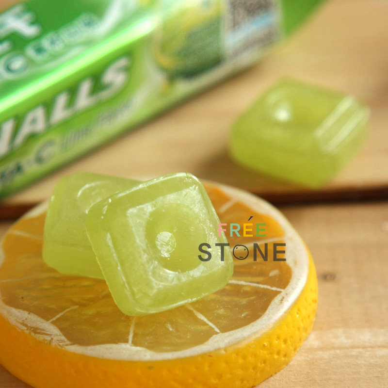 10条 荷氏halls维c糖果青柠味薄荷糖开车提神何氏零食