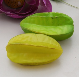 塑料空心绿色杨桃塑料假水果摄影居家橱柜装饰儿童早教道具