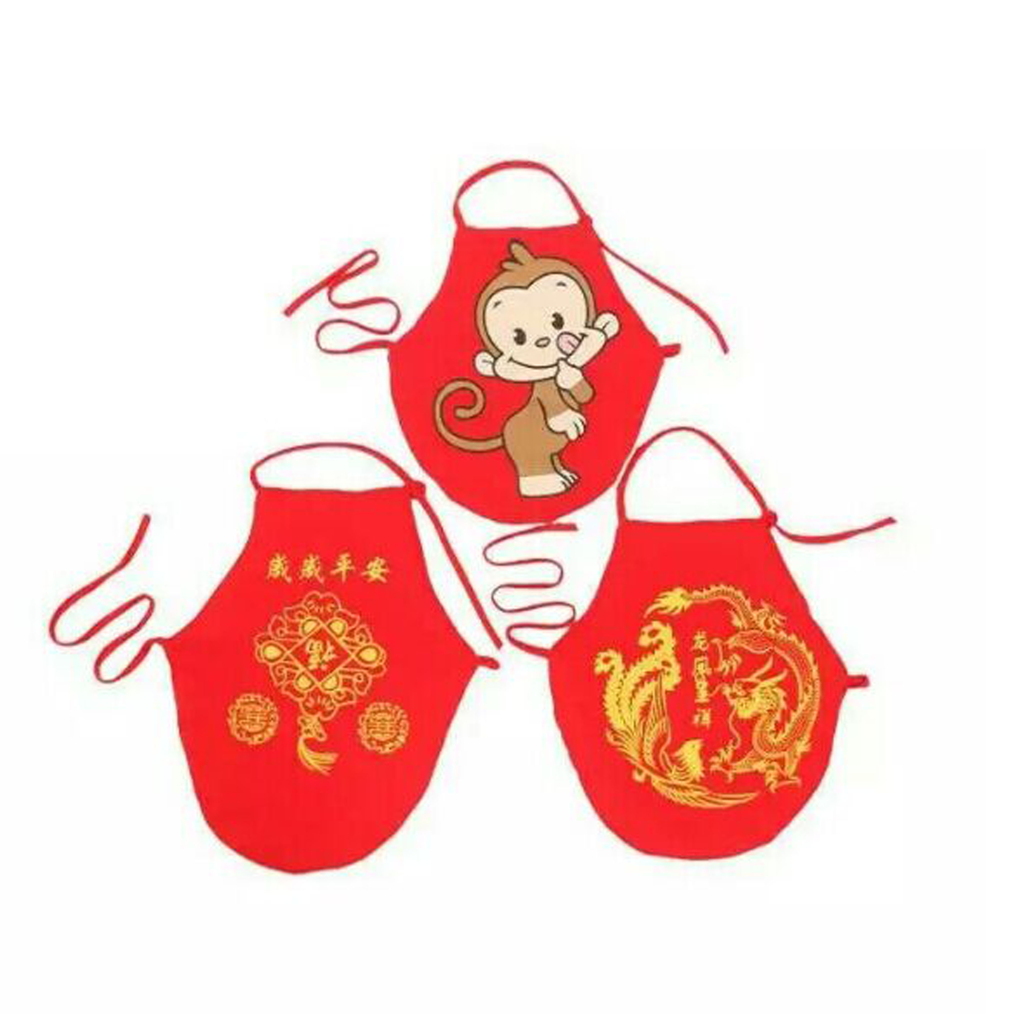 新生儿0-3月纯棉肚兜加厚连脚肚兜 婴儿衣服儿童红兜兜