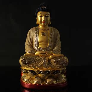 佛像12寸 如来佛祖 开光释迦摩尼佛像 树脂鎏金三宝佛像释迦牟尼摆件