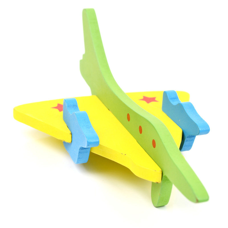 3d立体木质拼图手工拼装模型飞机宝宝diy儿童木制益智玩具3-4-6岁