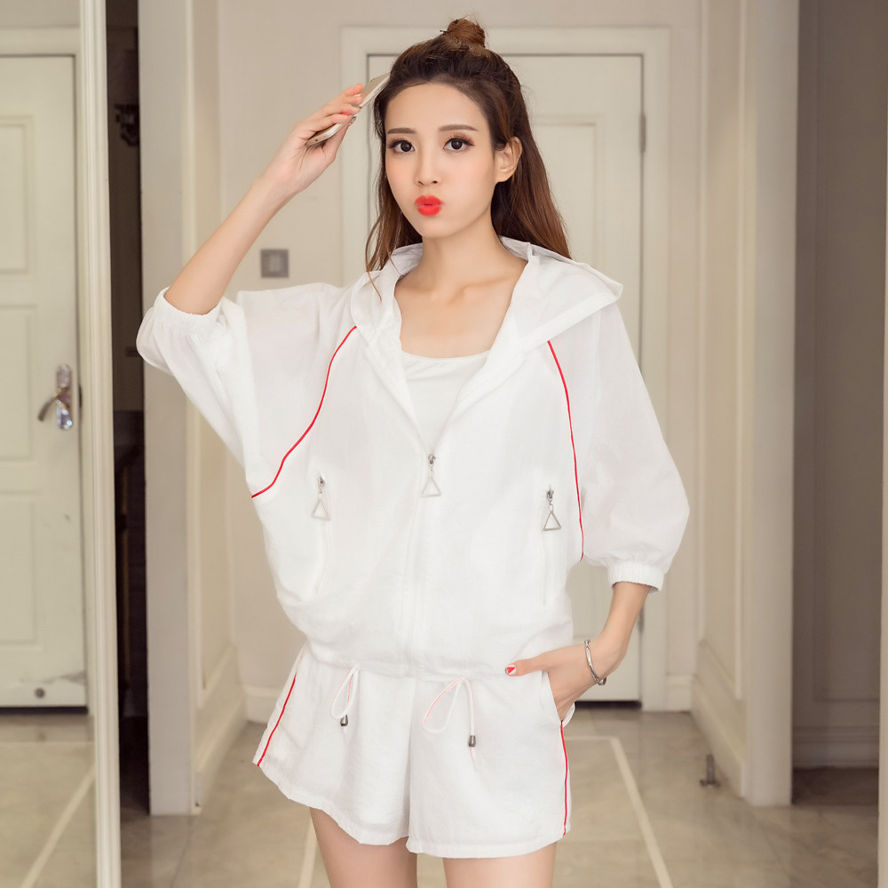 跑步运动套装女夏2017新款时尚宽松韩版学生短款休闲运动服两件套