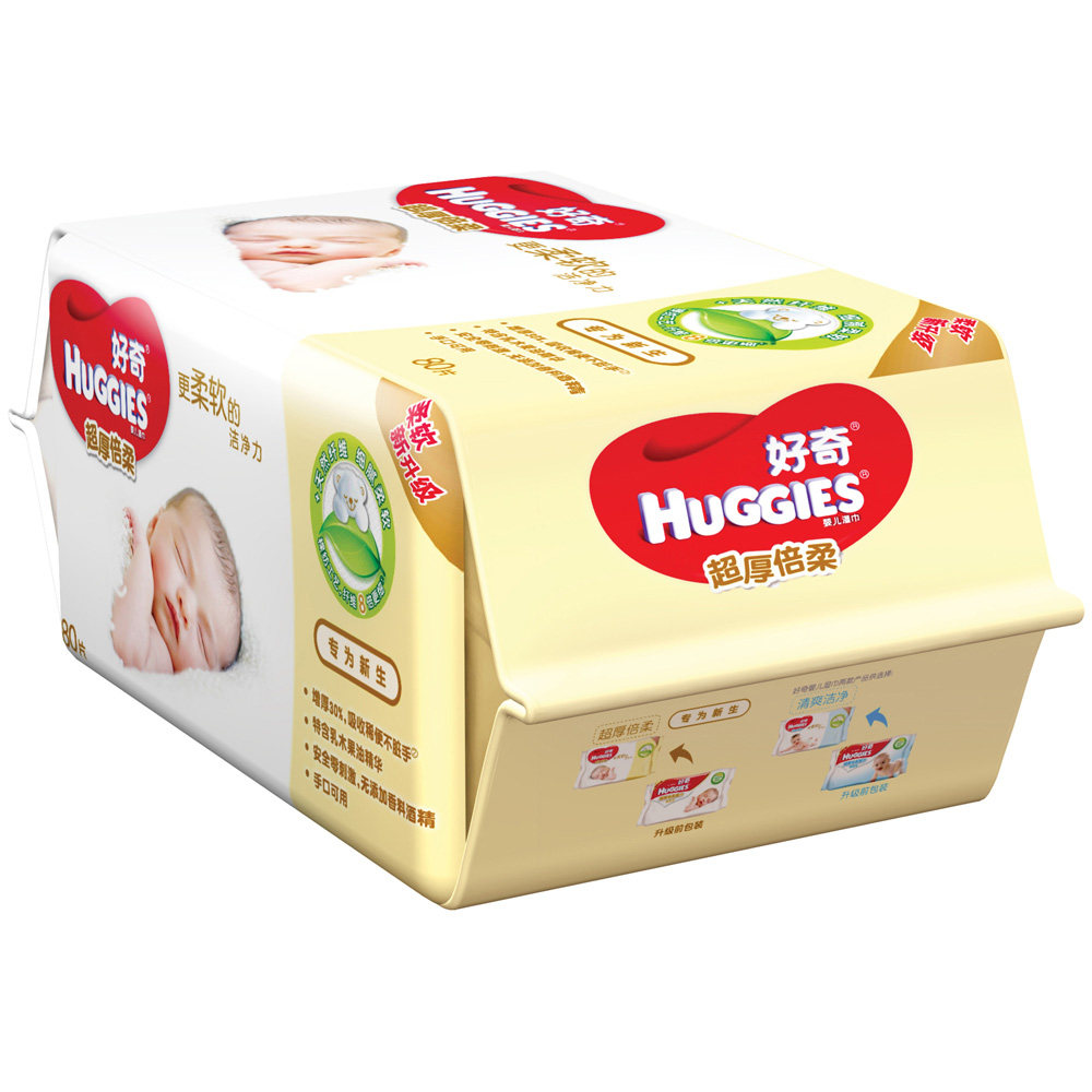 huggies/好奇 超厚倍柔湿巾增厚型 80抽为初生宝宝设计_爱酷商城(ikoo