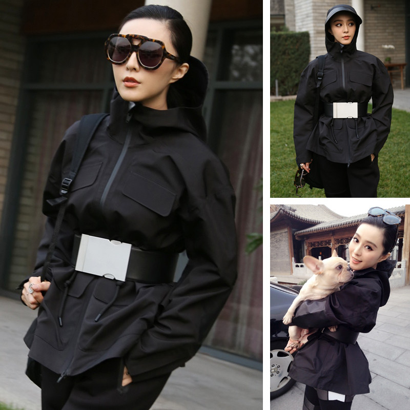 2016春秋新款韩版bf原宿风连帽拉链长袖风衣短款外套冲锋衣女