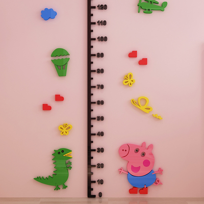 小猪佩奇贴纸身高贴3d立体墙贴画儿童房身高墙贴宝宝量身高可移除