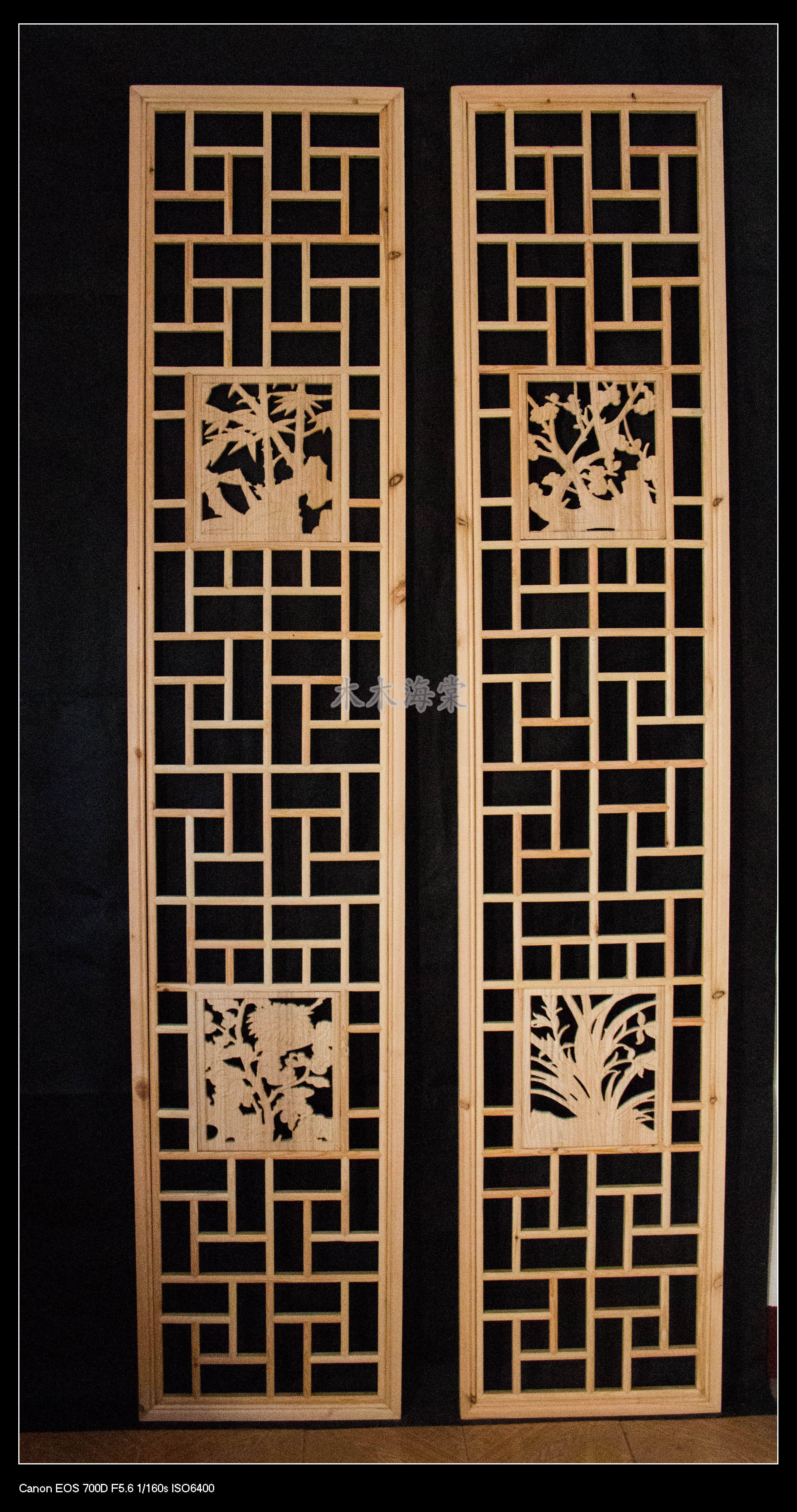 落地罩花格屏风隔断东阳木雕实木中式仿古门窗月亮门定制